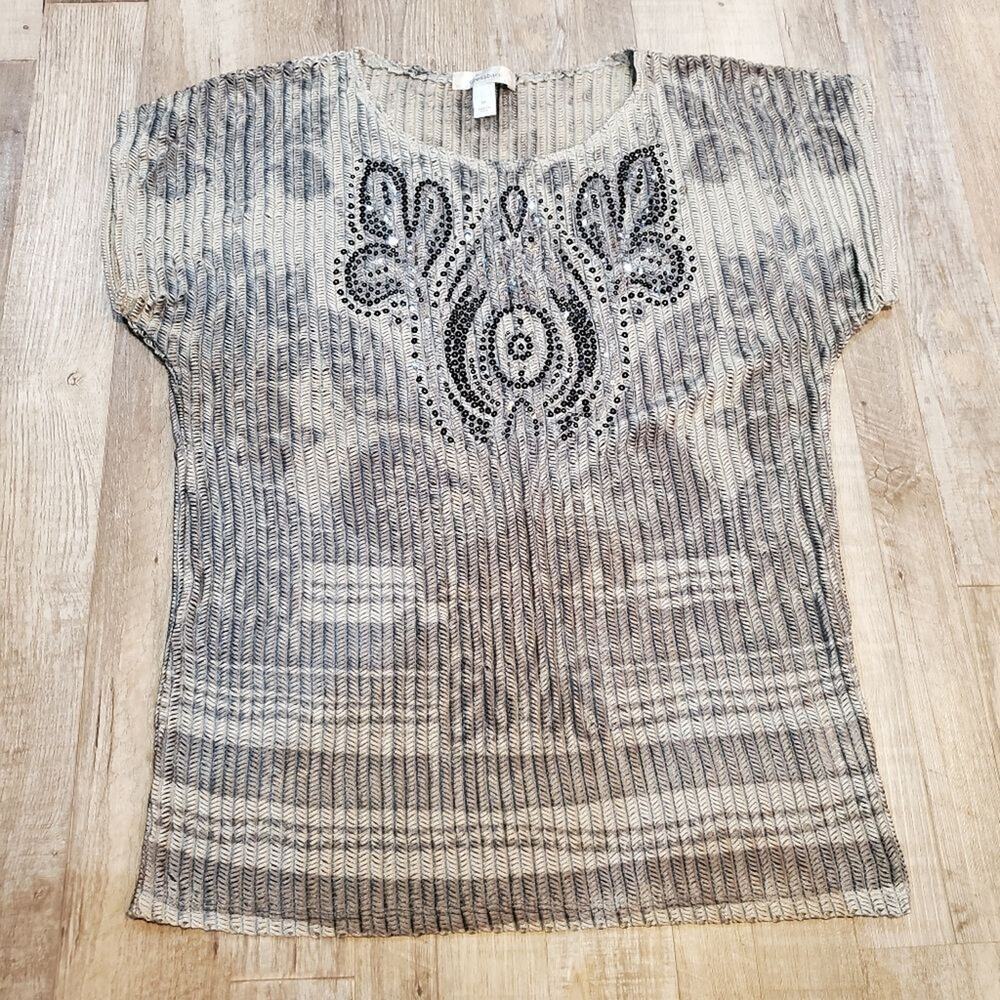 Dressbarn medium women's mesh sequined blouse